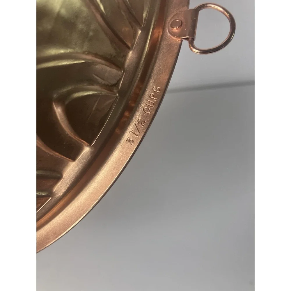 Vintage Copper Lined Metal Jell-O Mold Wall Hanging Holds 3 1/2 Cups Set of 2
